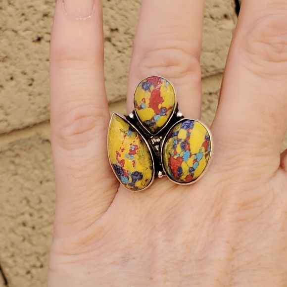New Mosaic Balloon Jasper 925 Silver Ring. - Picture 8 of 12